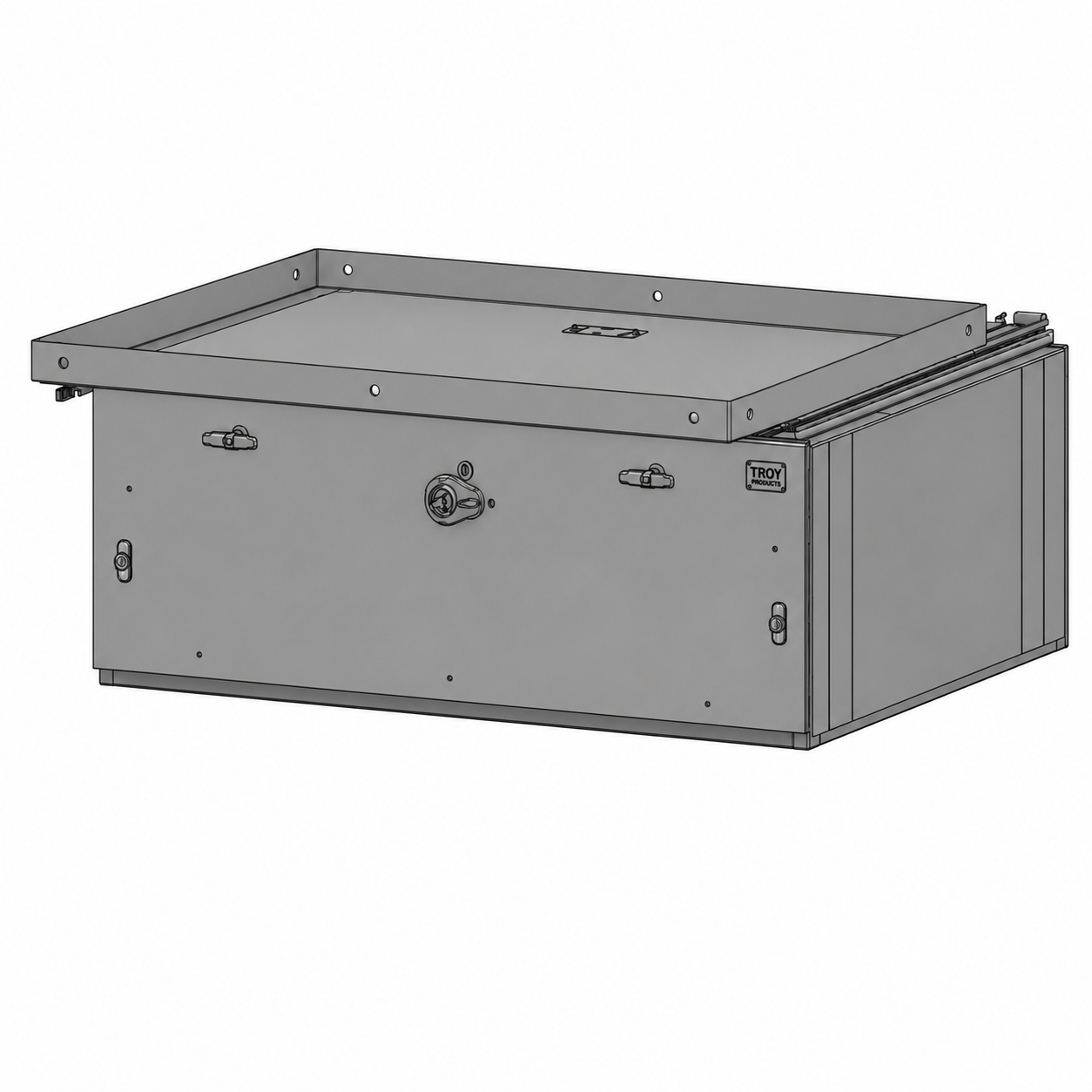 Storage Vault with Sliding Tray Assembly, 44″ W x 29″ L x 14″ H, Single Drawer with Push Button Lock and Key Override.
