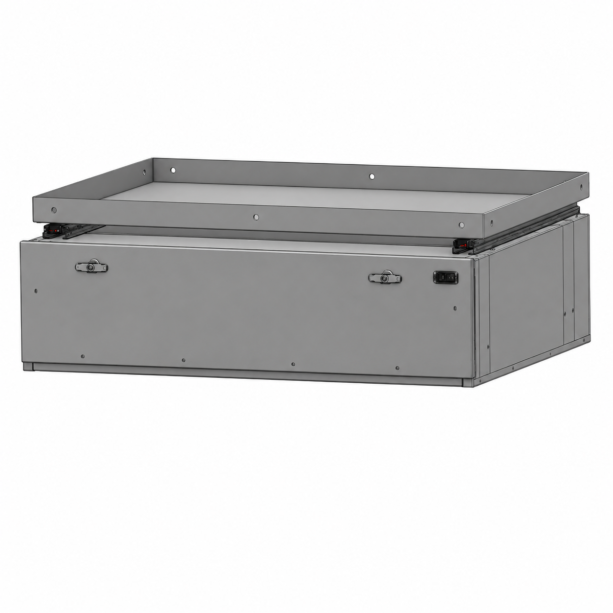 Storage Vault with Sliding Tray Assembly, 44″ W x 32″ L x 12″ H, Single Drawer with Two (2) Drawer Latch Locking Handles