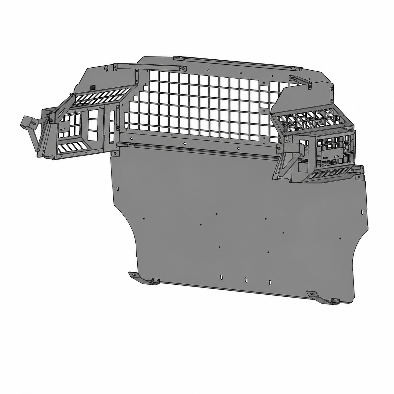 Ford Expedition Cargo Partition; Square Punch Window with Driver and Passenger Side Fire Extinguisher Compartments